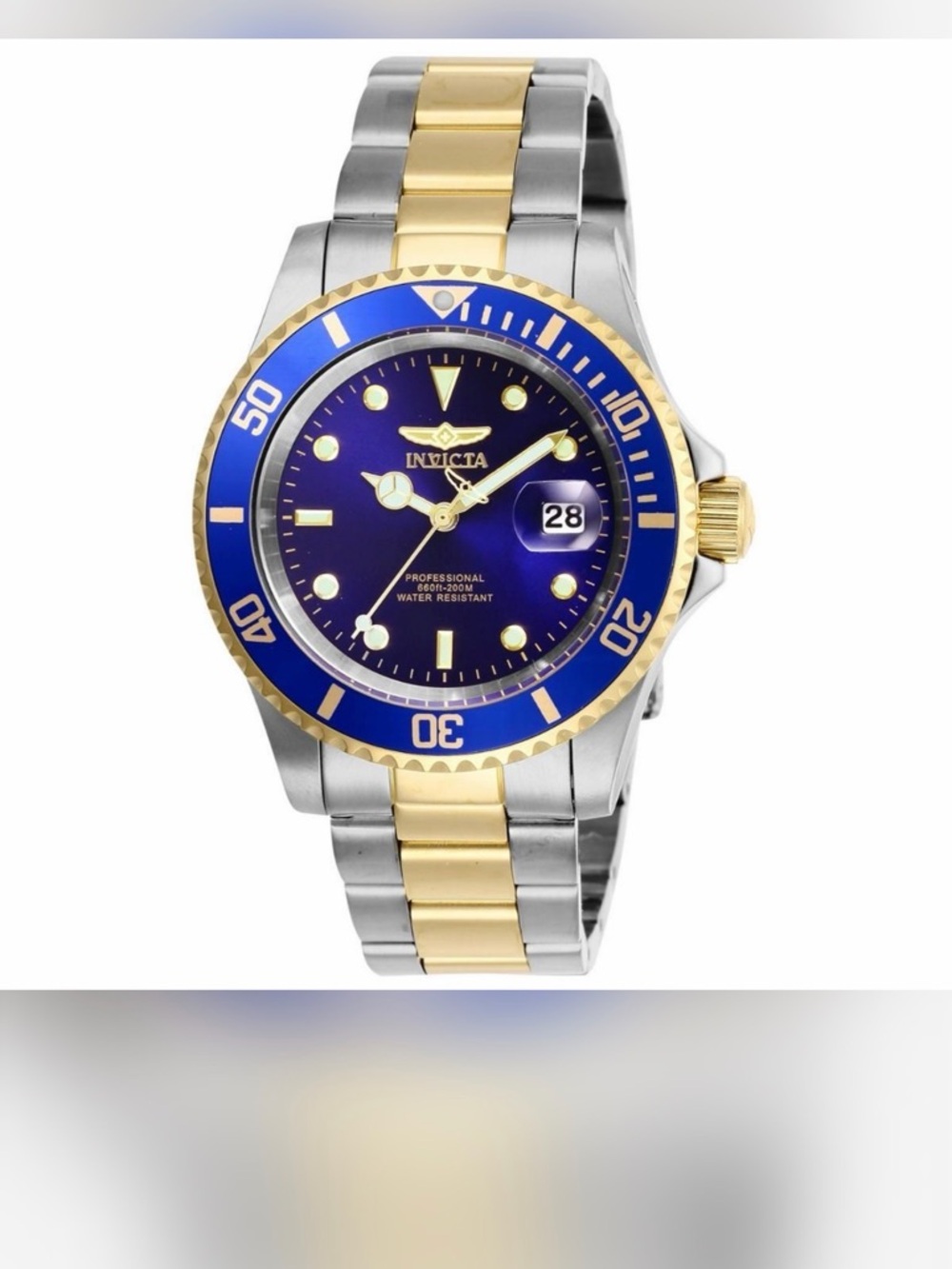 Invicta Pro Diver Two-Tone Blue Dial Watch 40mm, Steel, Gold